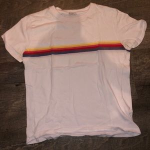 Rainbow Stripe White Tee